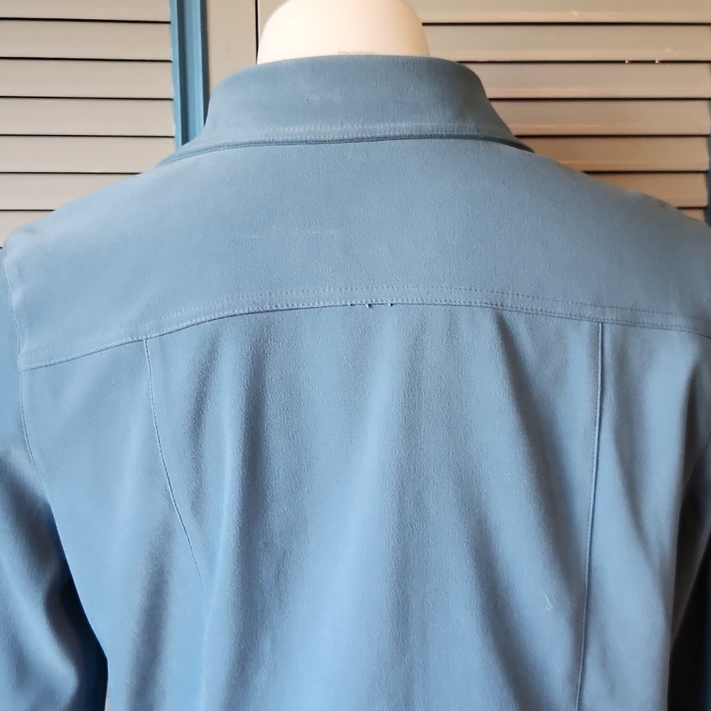 Petite Sophisticate Teal Button-Down Blouse - Picture 10 of 13